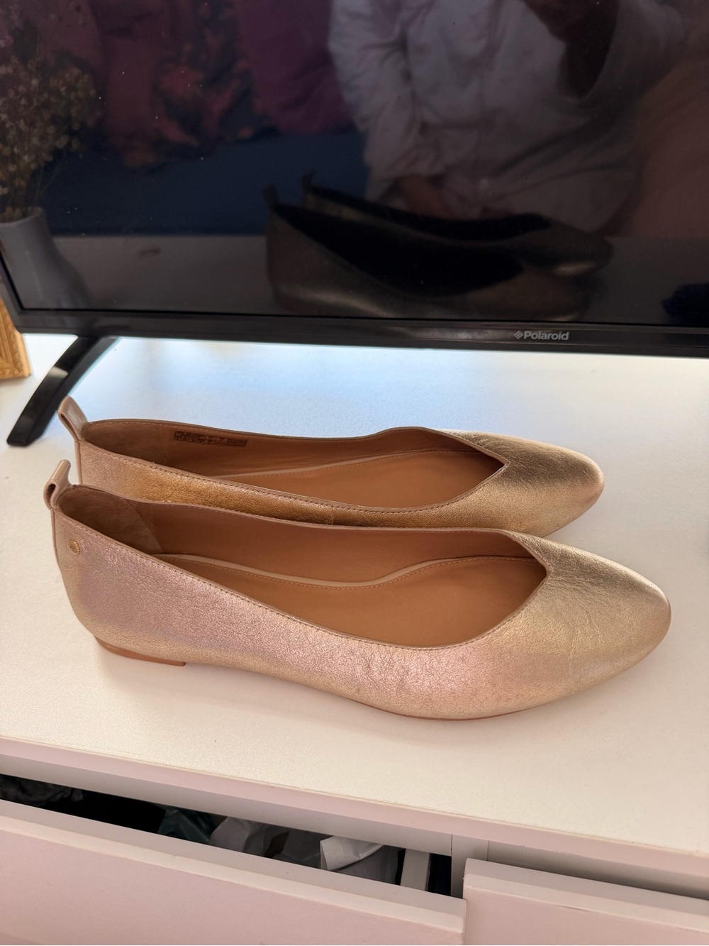 UGG Metallic Rose Gold Ballet Flats